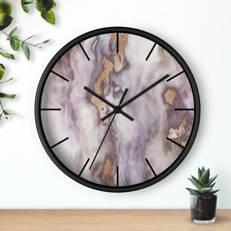 Marble Print, Lavender   Wood Wall Clock 10"