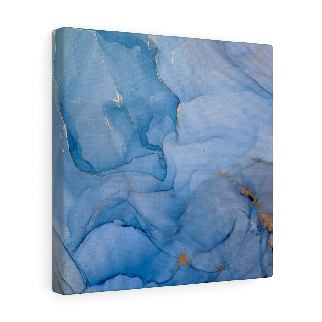 Abstract Canvas Art | Blue Grey Gold