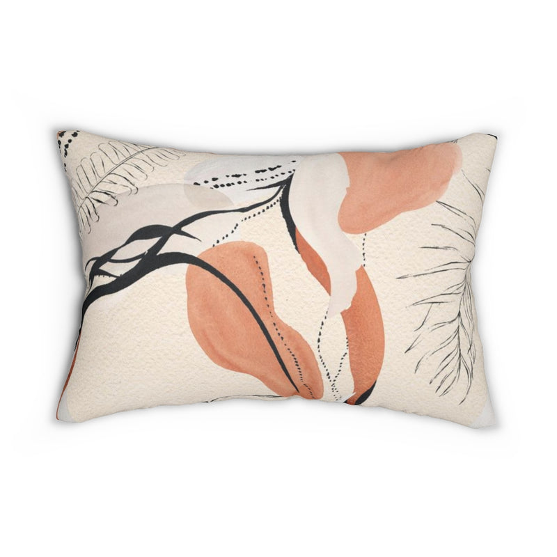 Floral Boho Lumbar Pillow | Beige Salmon Pink