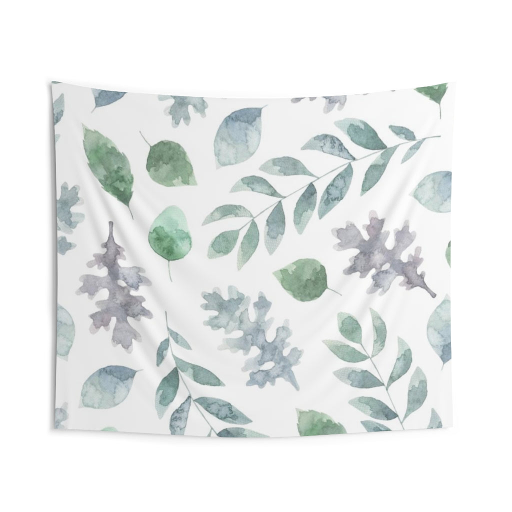 Floral Tapestry | White Purple Green Eucalyptus Leaves