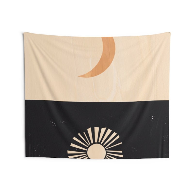 Abstract Tapestry | Sun and Moon Beige Black