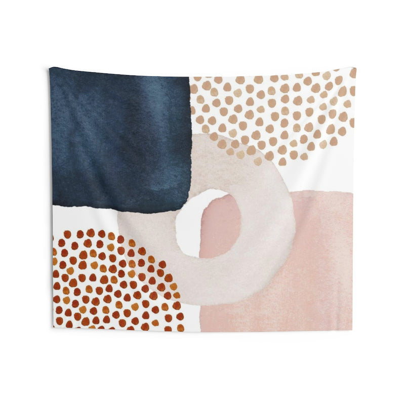 Abstract Tapestry | Navy Blue White Blush Pink Beige
