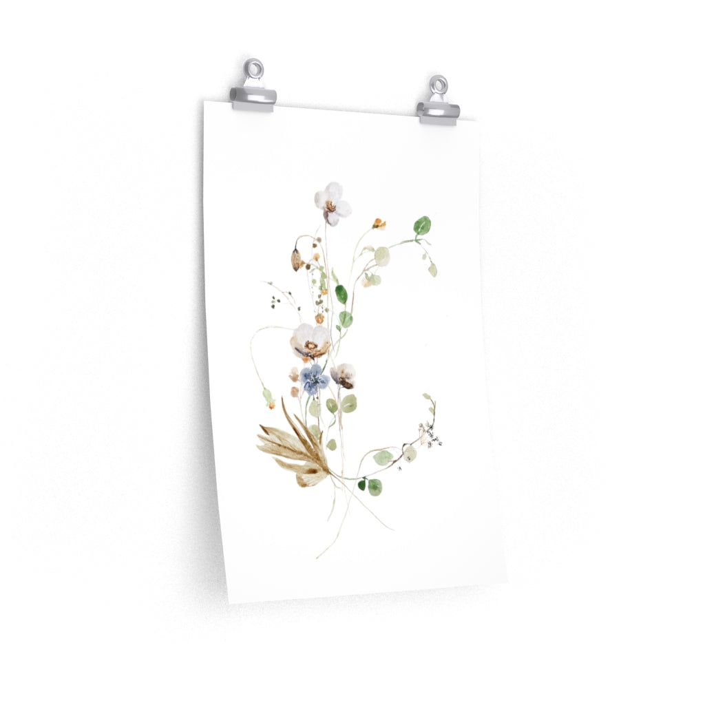 Wild Floral Art Print | green beige white