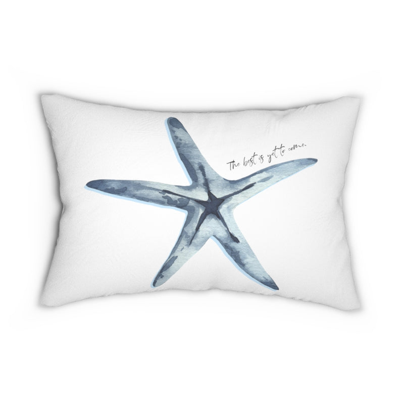 Whimsical Boho Lumbar Pillow | White Blue | Starfish