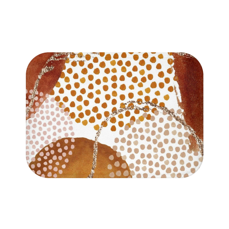 Abstract Boho Bath Mat | Burnt Orange Gold Dotted