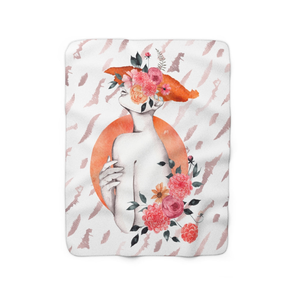 Floral Blanket | Female Art | Pink Orange