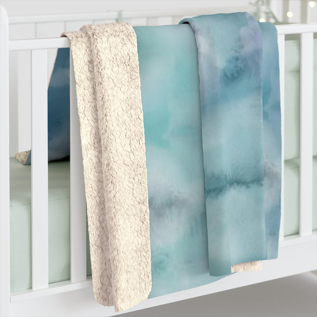 Abstract Comfy Blanket | Teal Beige Gradient