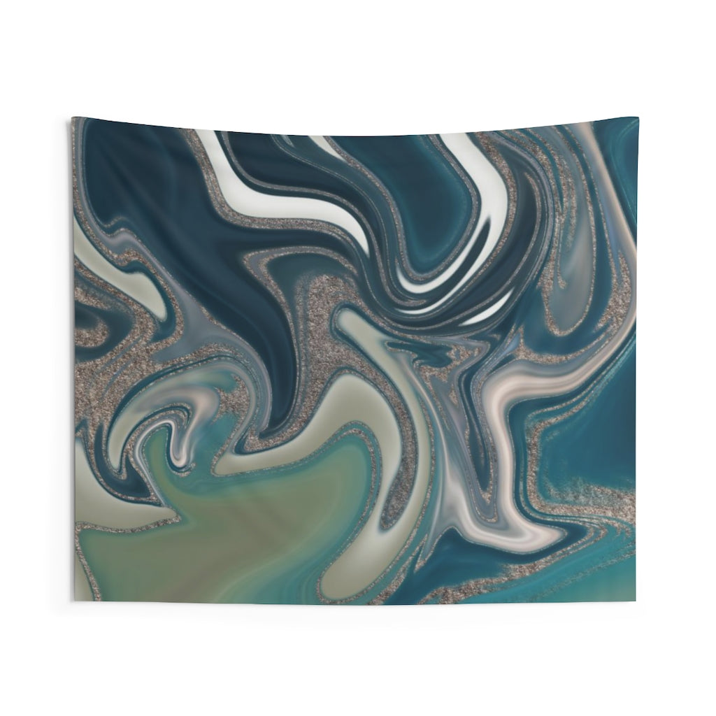 Abstract Tapestry | Green White Lime Teal