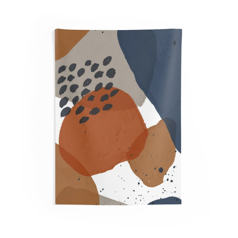 Abstract Tapestry | White Navy Blue Brown Rust