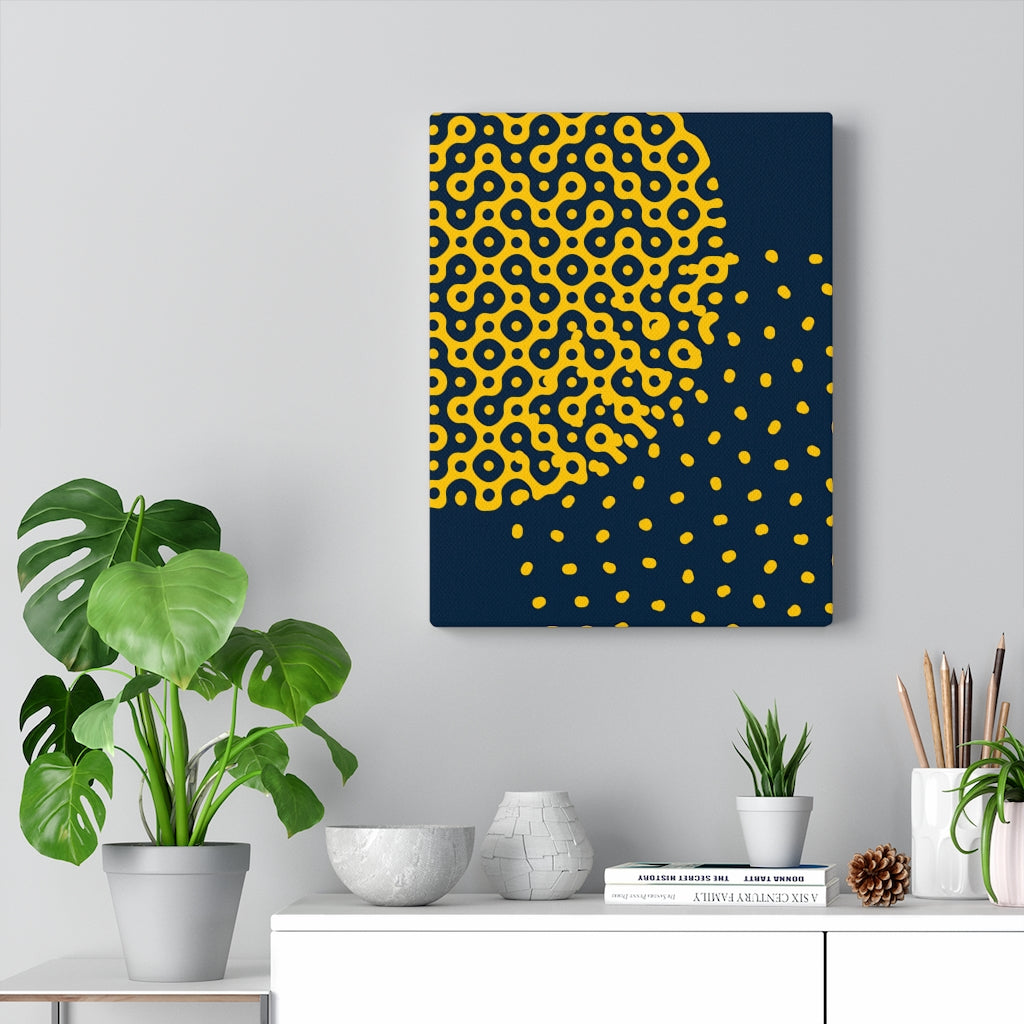 ABSTRACT WALL CANVAS ART | Navy Blue Yellow