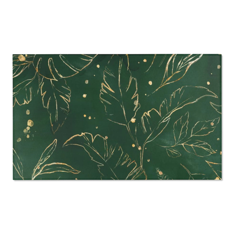 Floral Area Rug |  Green Monstera Tropical Leaves