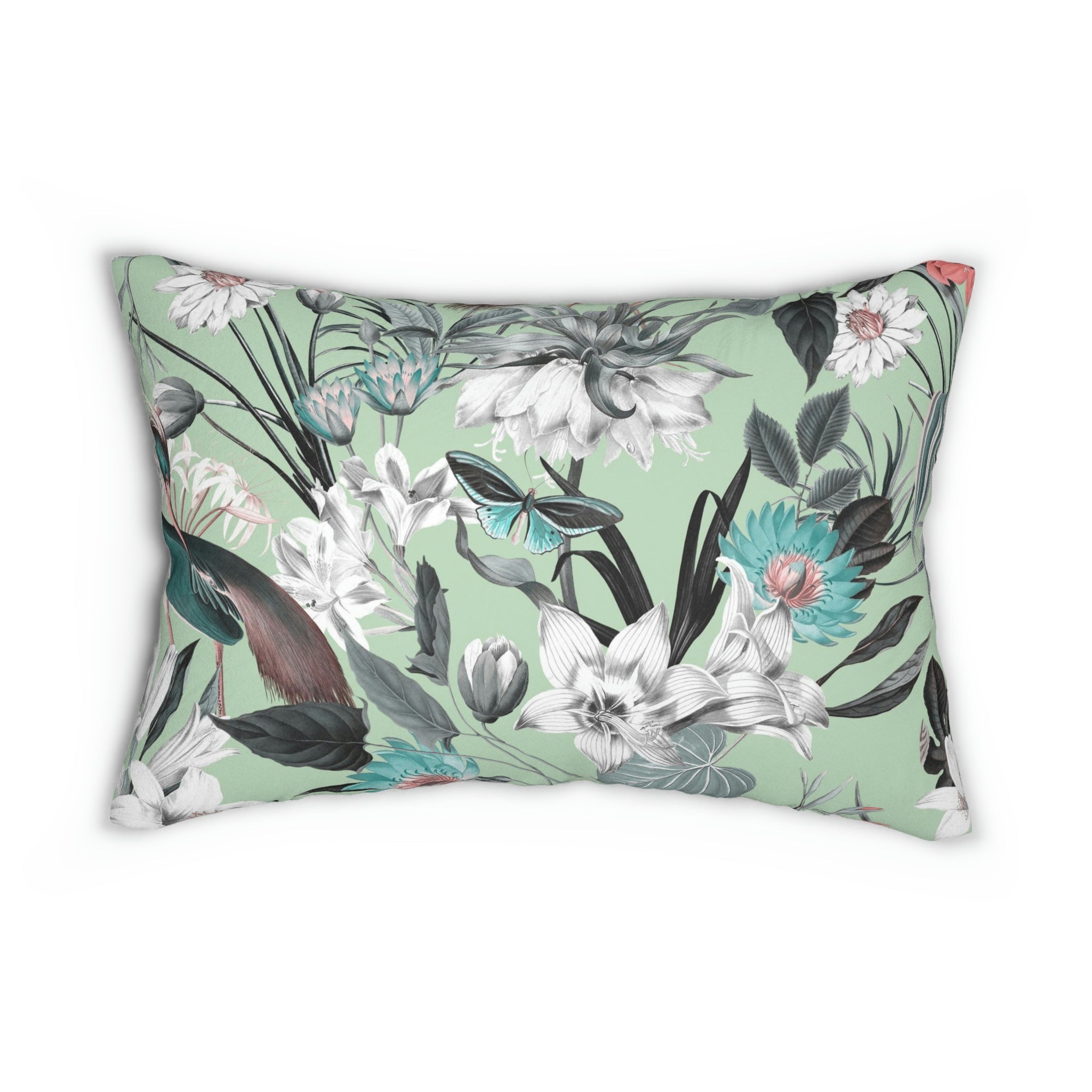 Boho Lumbar Pillow | Summer Green Floral