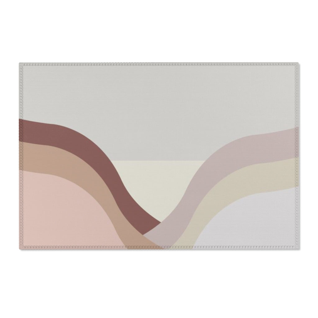 Abstract Boho Area Rug | Beige Gray Brown Pink Hills