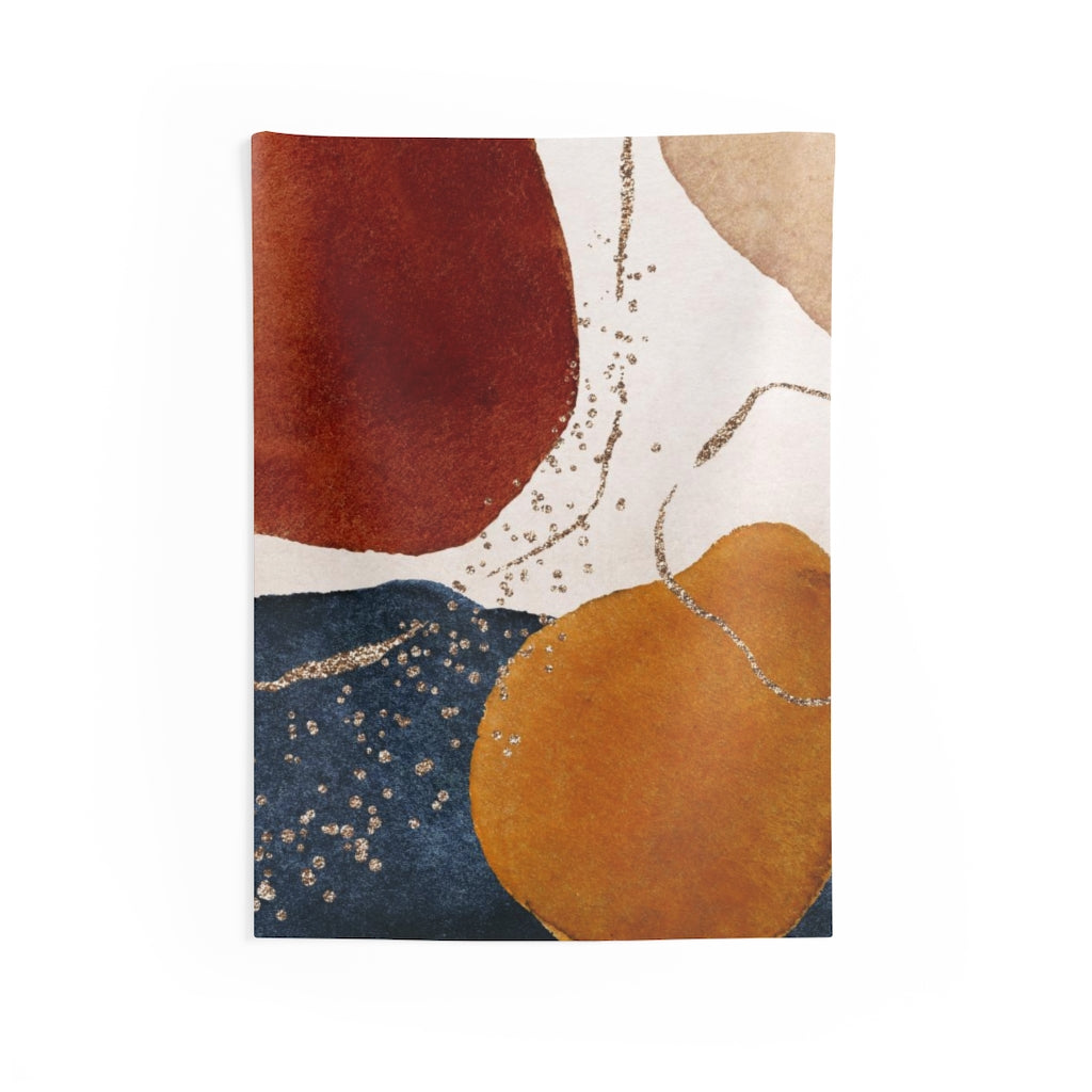 Abstract Tapestry | Rust Yellow Beige Navy Blue Gold