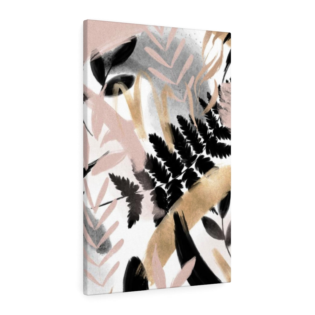 FLORAL WALL CANVAS ART | White Gold Black Pink