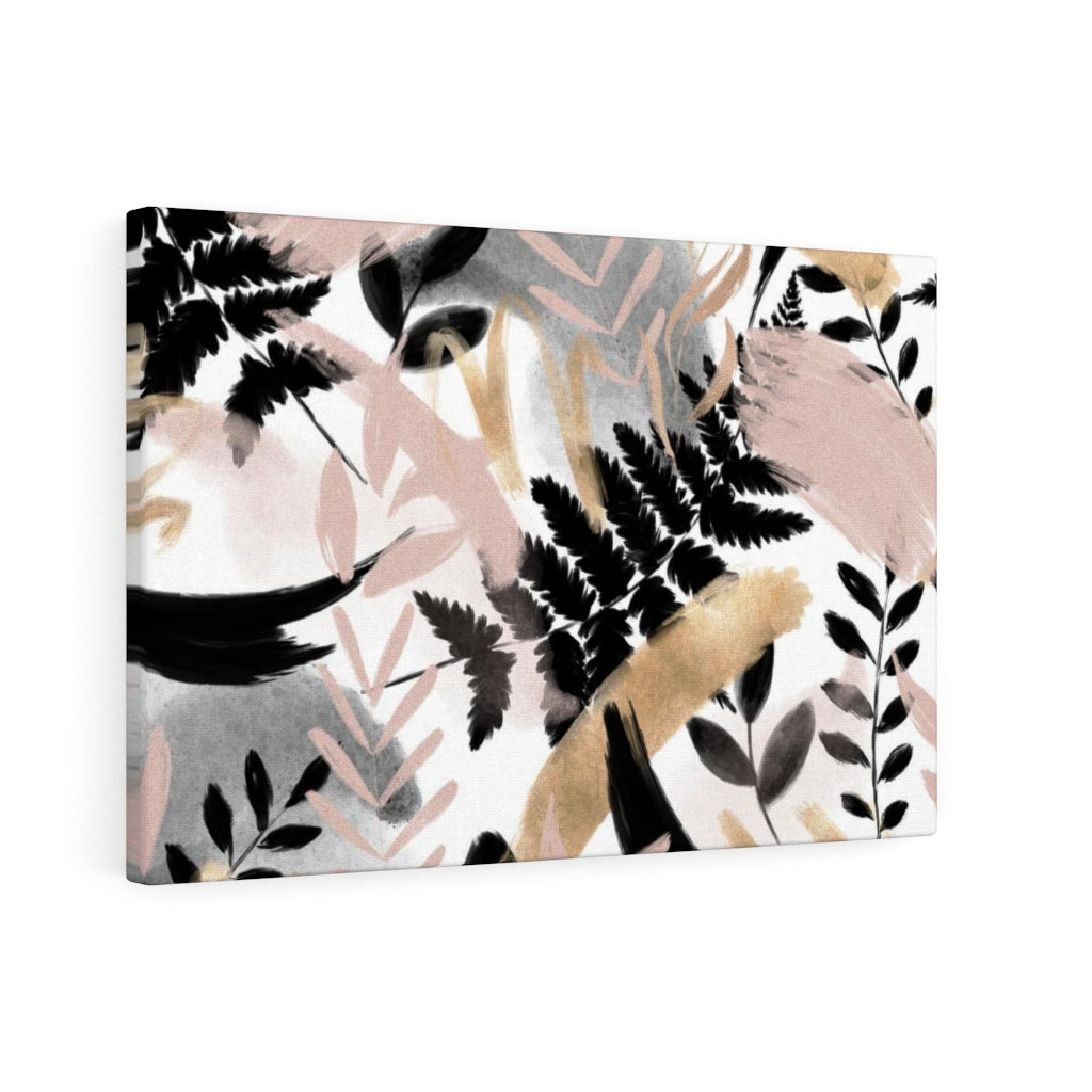 FLORAL WALL CANVAS ART | White Gold Black Pink