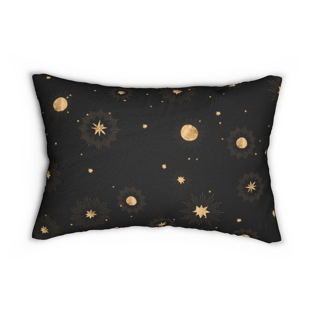 Mystical Boho Lumbar Pillow | Black