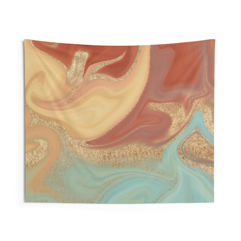 Abstract Tapestry | Teal Gold Rust