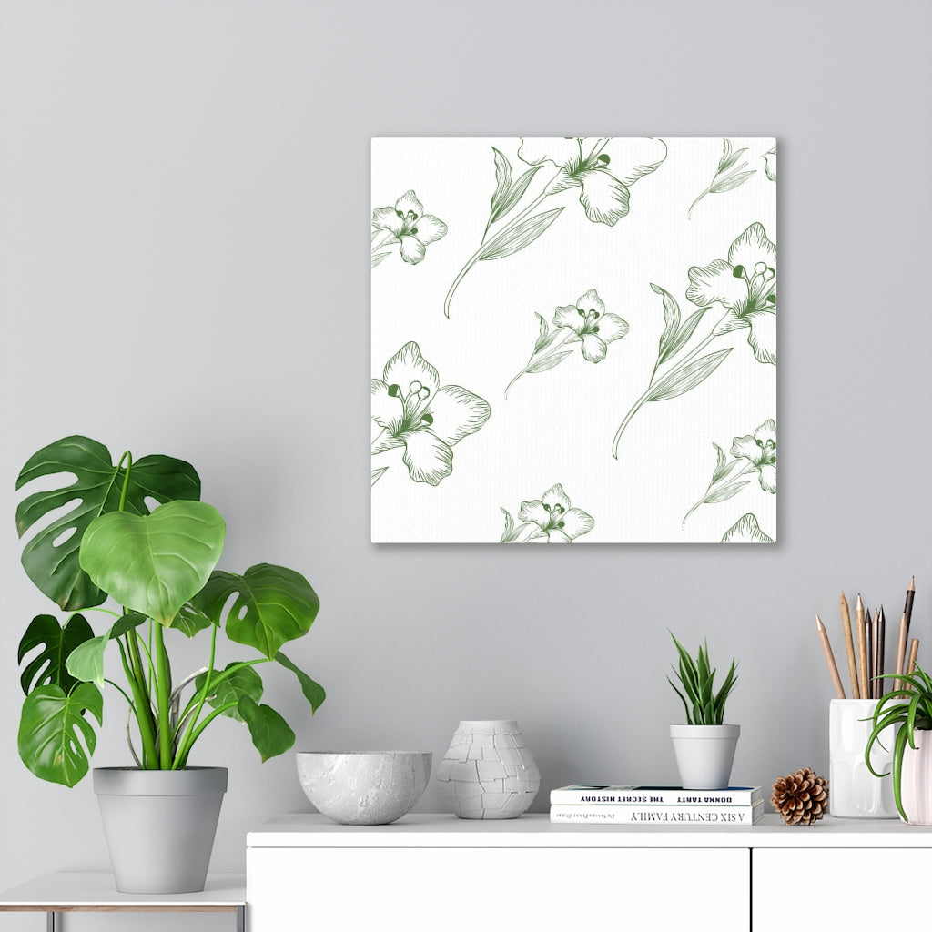 FLORAL WALL CANVAS ART | White Green