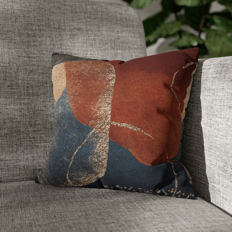 Abstract Boho Pillow Cover | Rustic Navy Gold