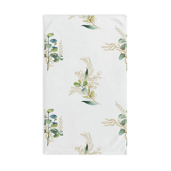 Kitchen, Bath Hand Towel | White Green Eucalyptus Floral