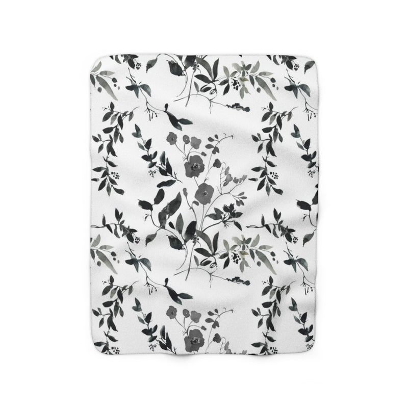 Floral Comfy Blanket | Black White Leaves