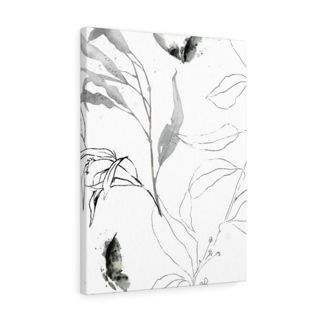 FLORAL WALL CANVAS ART | White Grey Black