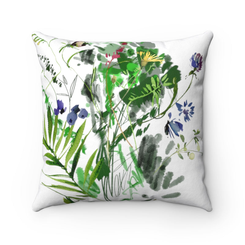 Floral Boho Pillow Cover | Lavender Pink Tropical Jungle Greenery Palm Leaves White