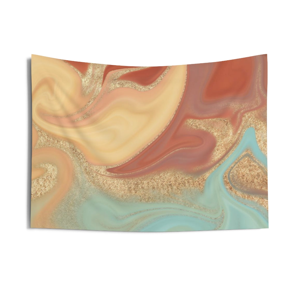 Abstract Tapestry | Teal Gold Rust