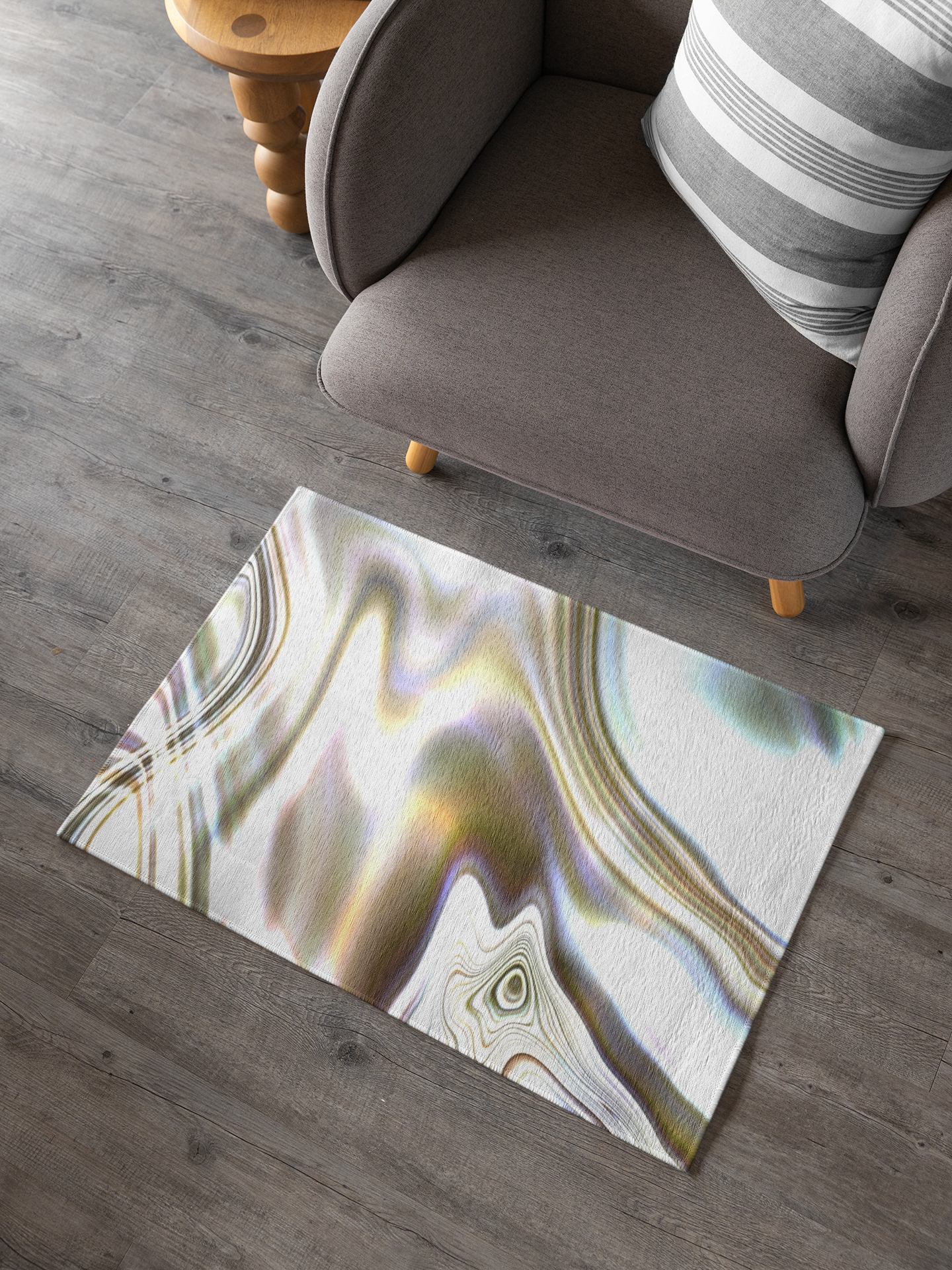 Abstract Area Rug |  Holographic White Lavender Bronze