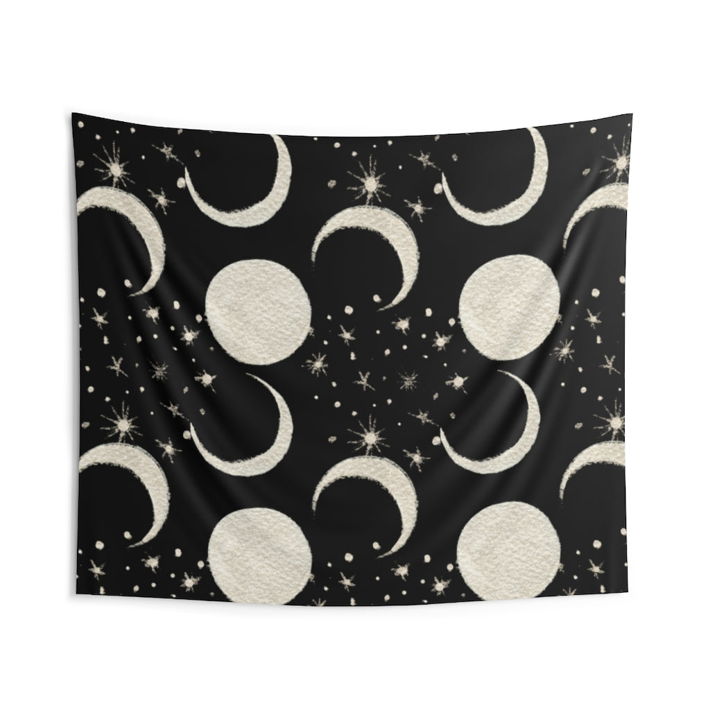 Mystical Tapestry | Beige Black Moon Phases