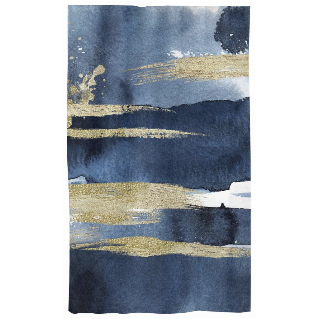 Window Curtains | Navy Blue Gold | Abstract Ombre