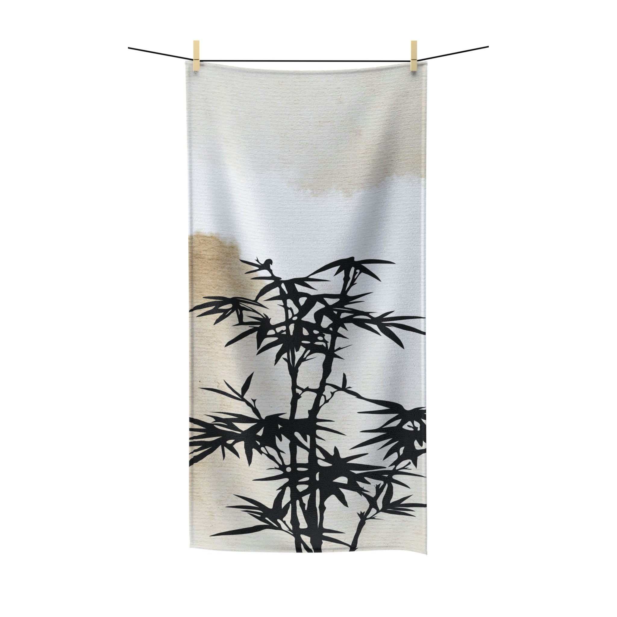 Black Bamboo, Beige Bath Towel