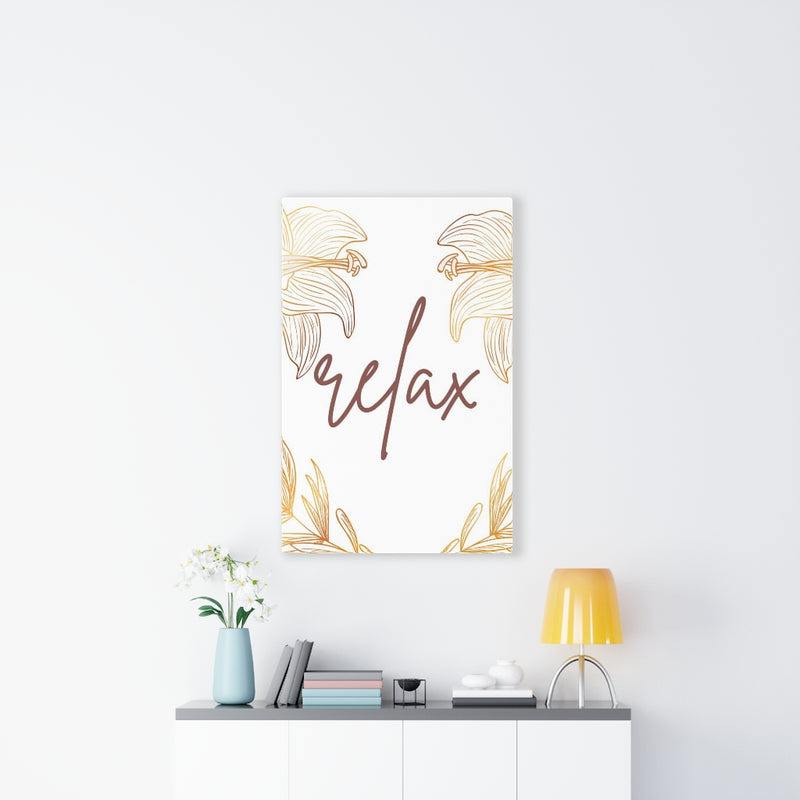 FLORAL WALL CANVAS ART | With Saying | White Beige Leaves