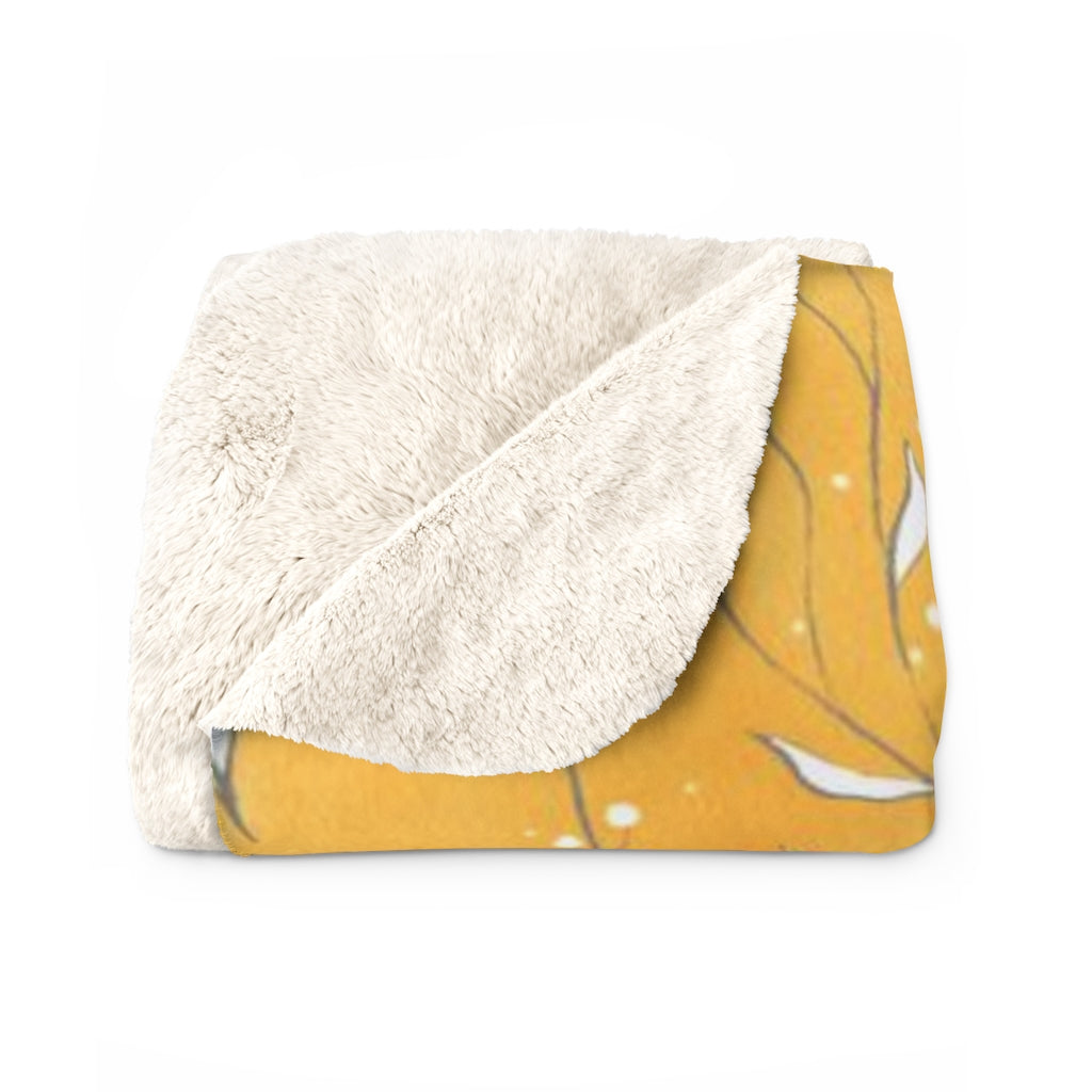 Floral Comfy Blanket | Yellow White Leaves