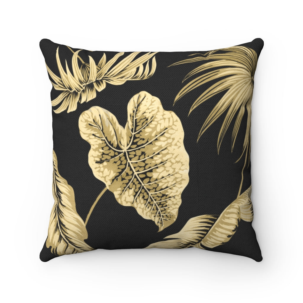 Boho Pillow Cover | Gold Black Leaves