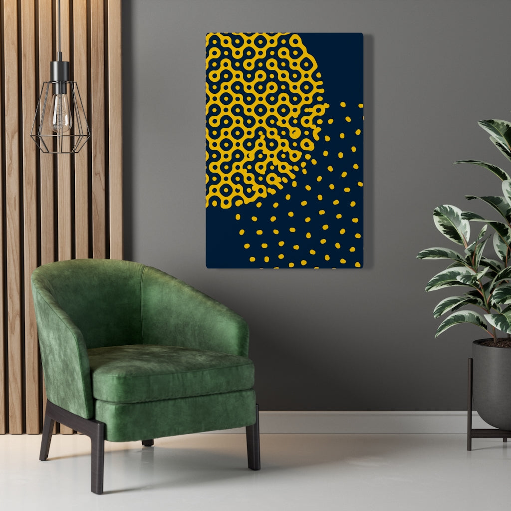 ABSTRACT WALL CANVAS ART | Navy Blue Yellow