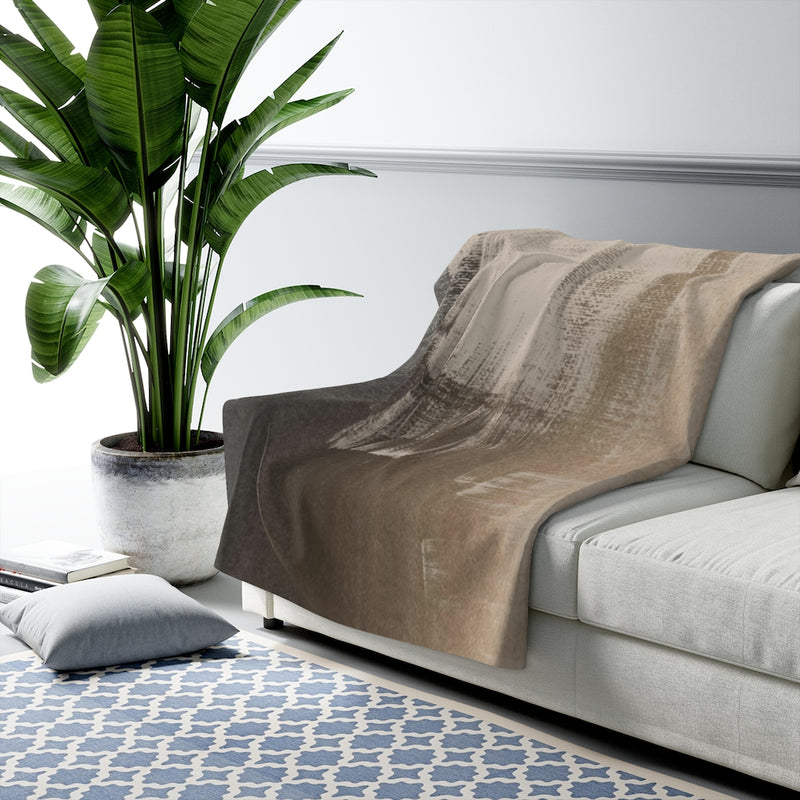 Abstract Comfy Blanket | Beige Grey Paint Strokes