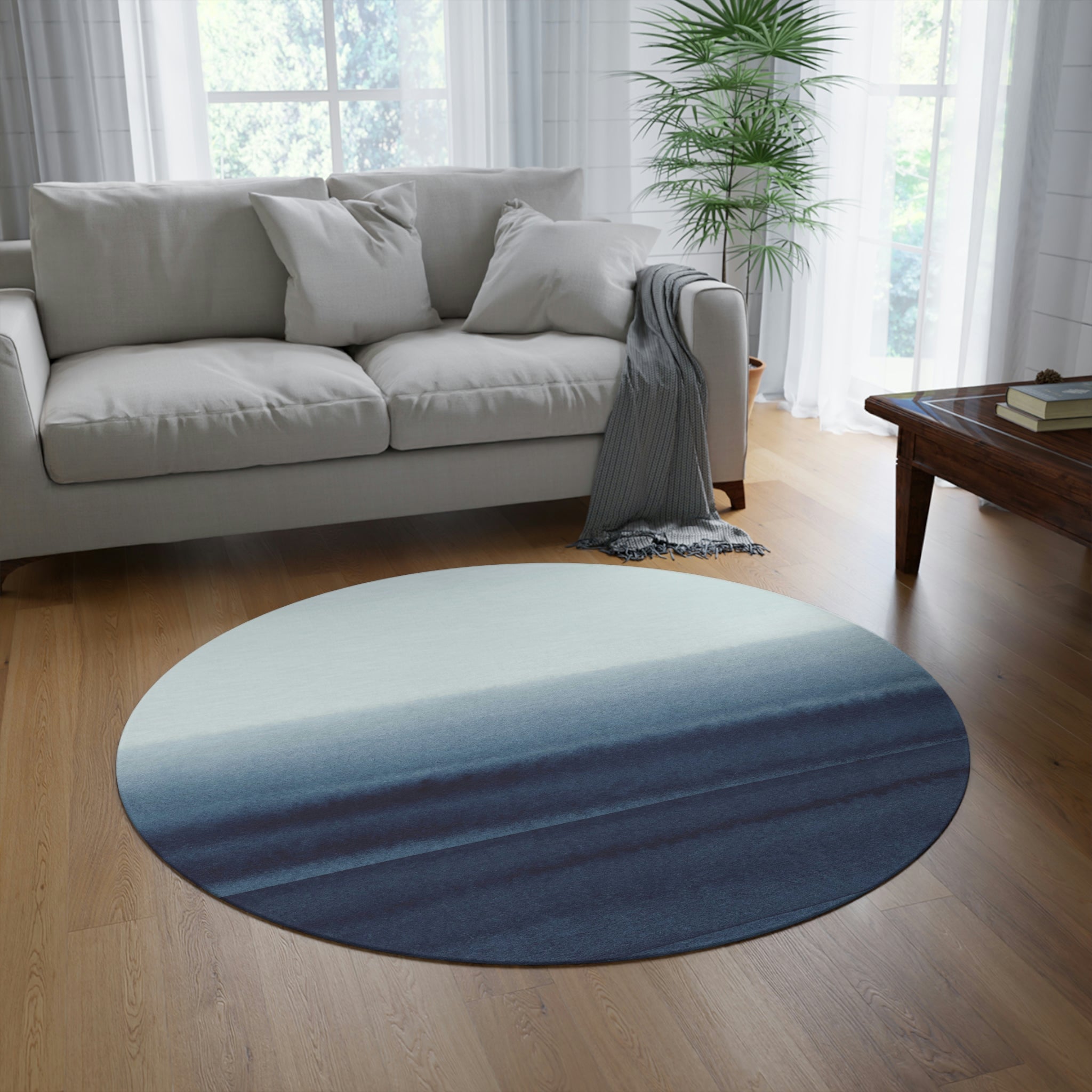 Round Area Rug | Blue Ombre