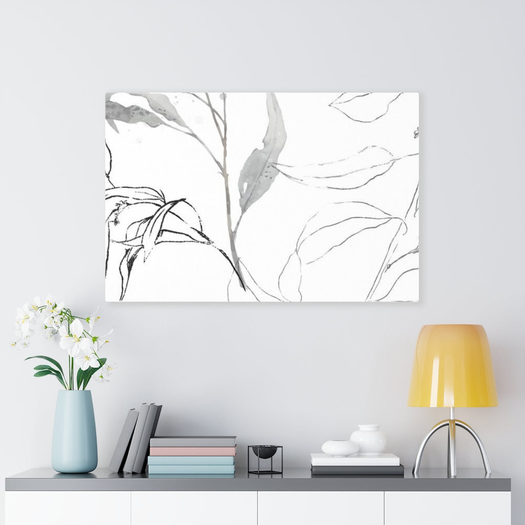 FLORAL WALL CANVAS ART | White Grey Black