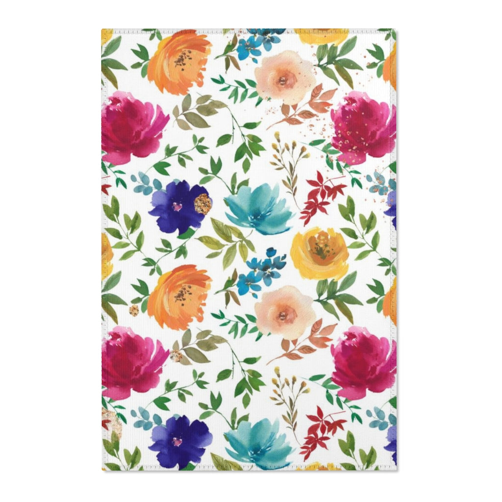 Floral Area Rug | Purple Pink Teal