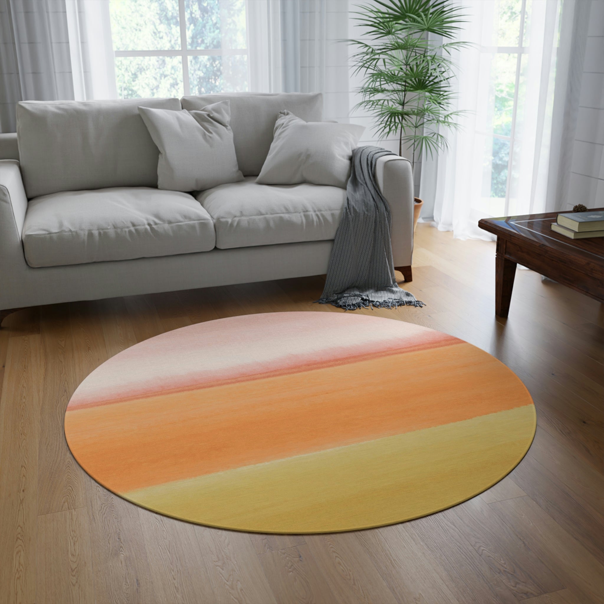 Round Area Rug | Orange Yellow Ombre