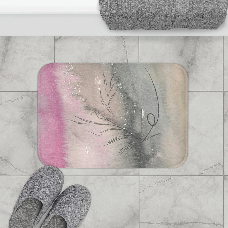 Boho Abstract Bath, Kitchen Mat | Blush Pink Gray