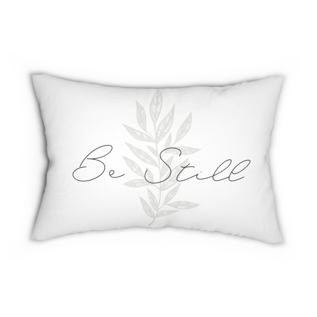 With Saying Lumbar Pillow | White | Be Still