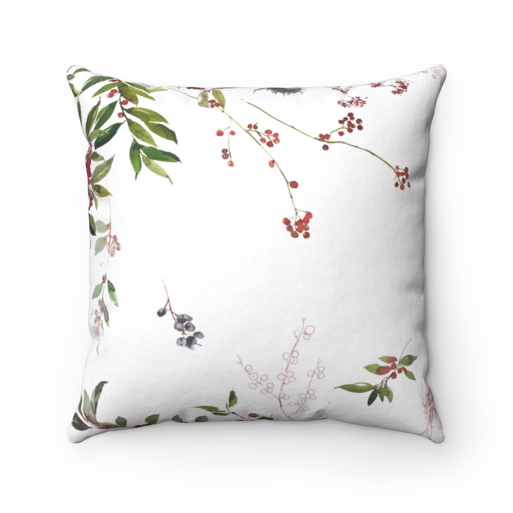 Boho Pillow Cover | Green Pink Leaves