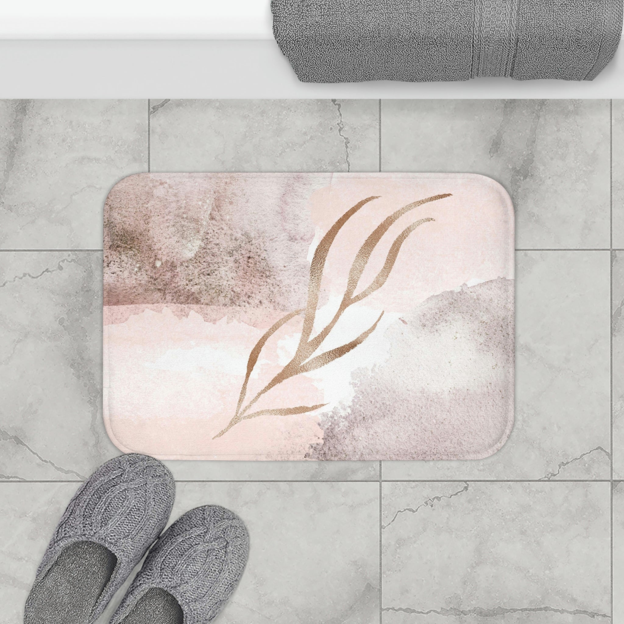 Boho Abstract Bath, Kitchen Mat | Blush Pink