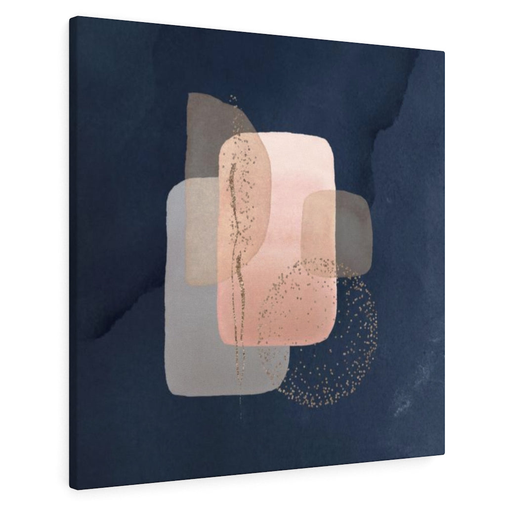 ABSTRACT WALL CANVAS ART | Blush Pink Grey Navy Blue Gold