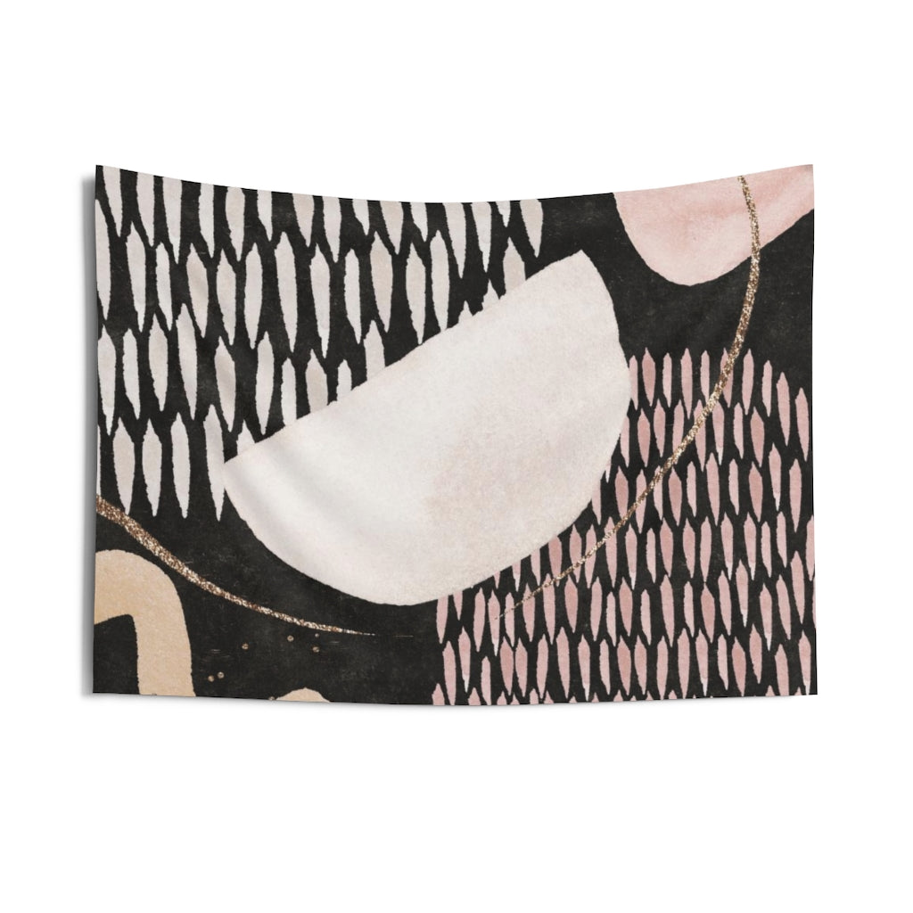 Abstract Tapestry | Pastel Pink Black Beige