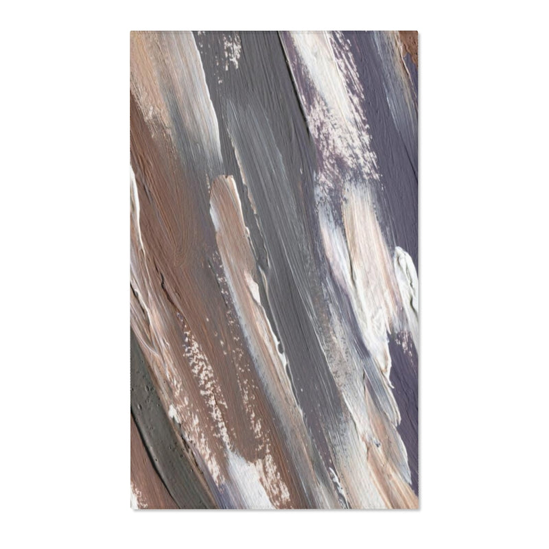 Abstract Area Rug |  Gray White Brown Acrylic Paint