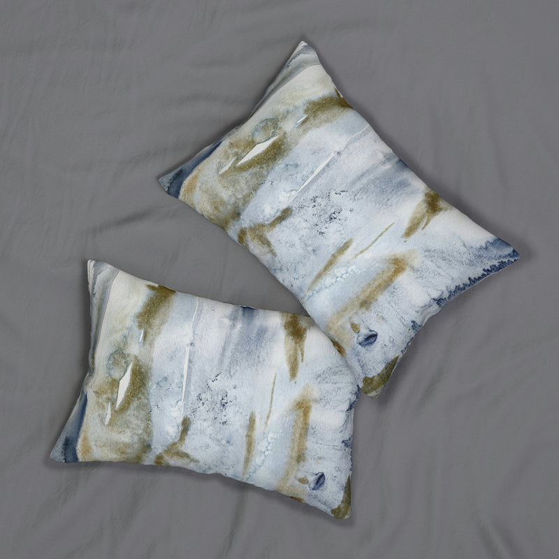 Abstract Lumbar Pillow | Pale Blue Beige Ombre